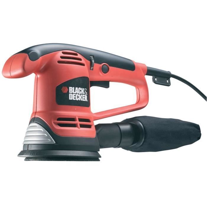 Ponceuse excentrique filaire - BLACK+DECKER - KA191EK-QS - 480W - 125mm - 3 abrasifs + malette