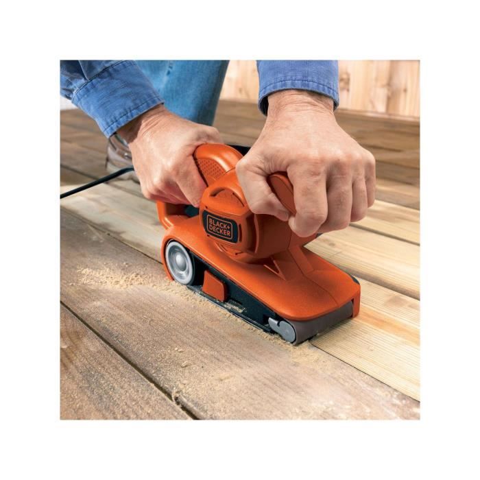 Ponceuse a bande filaire - BLACK+DECKER - KA86-QS - 720W - 75 x 457mm - avec bande abrasive et sac collecteur