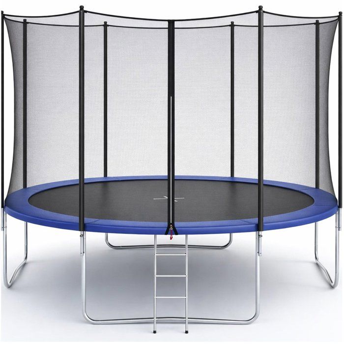Trampoline KANGUI - BLEU Ř 426-430 cm – XXL – Enfant – Filet de sécurité et Échelle – Certification CE & NF EN 71–14