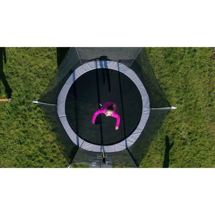Trampoline Ř 300 cm Gris Maxi Eco - KANGUI - Filet, Echelle, Couverture de Protection