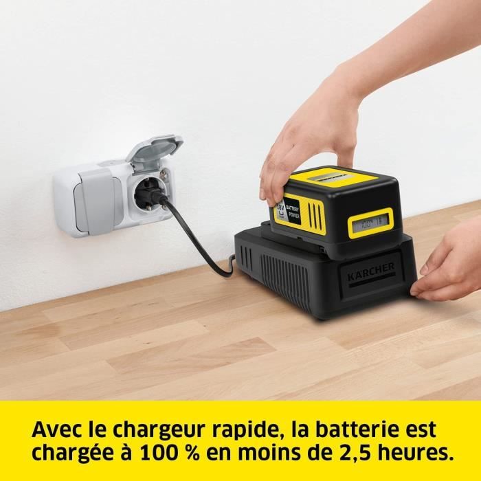 Batterie KARCHER Power 18V/5Ah avec chargeur secteur - Ecran LCD et grips antidÈrapants