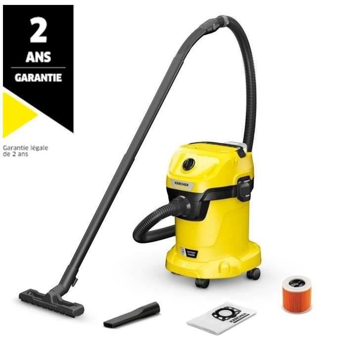 Aspirateur eau et poussieres sans fil KARCHER WD3-18 V-17/20 - Jaune et noir - Plastique - (sans batterie ni chargeur)