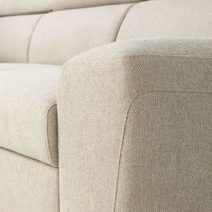 Canapé d'angle convertible réversible avec coffre - 5 places - KASIMIR - Tissu beige - 258 x 79/98 x 219 cm