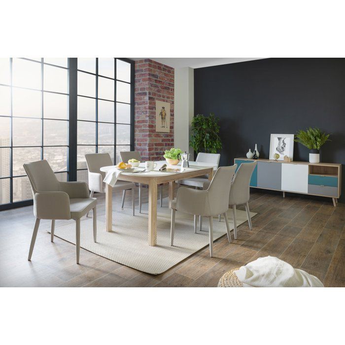 Table a manger extensible - KAYRI - Rectangulaire - Chene Sonoma / Blanc - 4 a 6 personnes - 120-160 x 76 x 90 cm