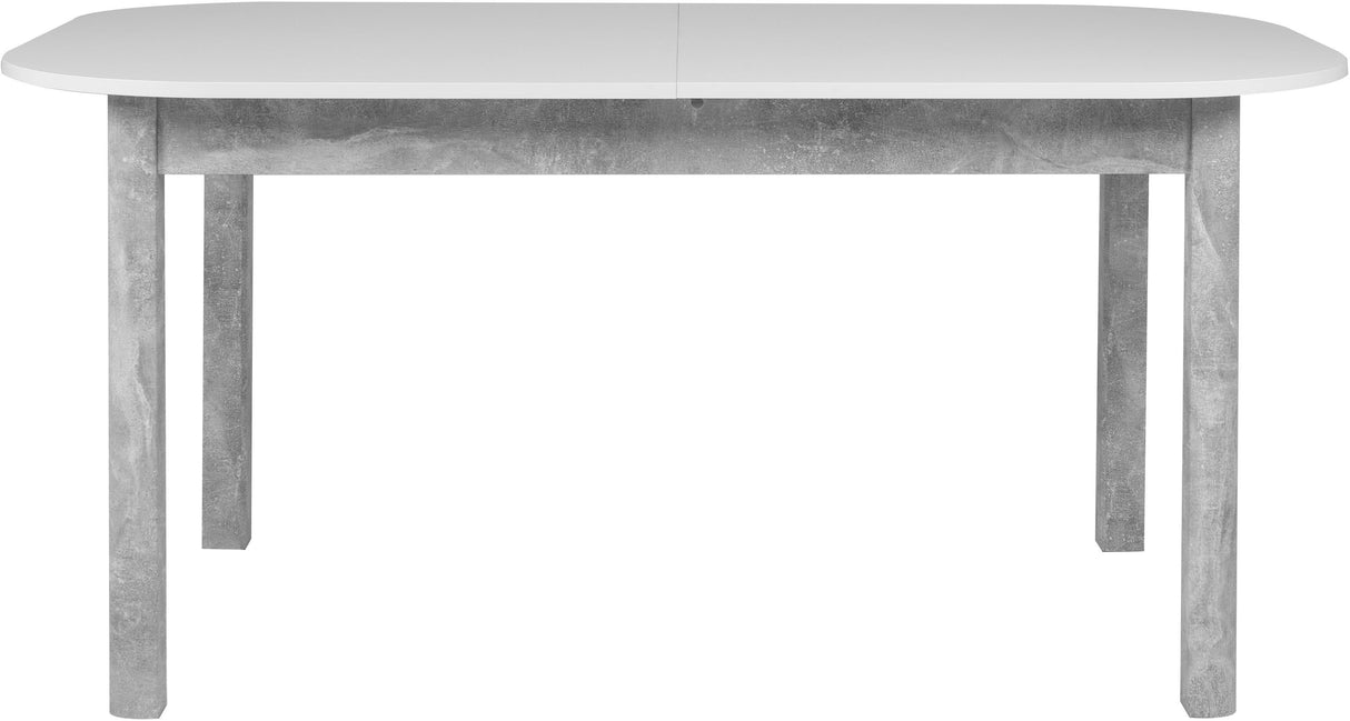 Table a manger extensible - KAYRI - Rectangulaire - Béton / Blanc - 6 a 8 personnes - 160-200 x 76 x 90 cm
