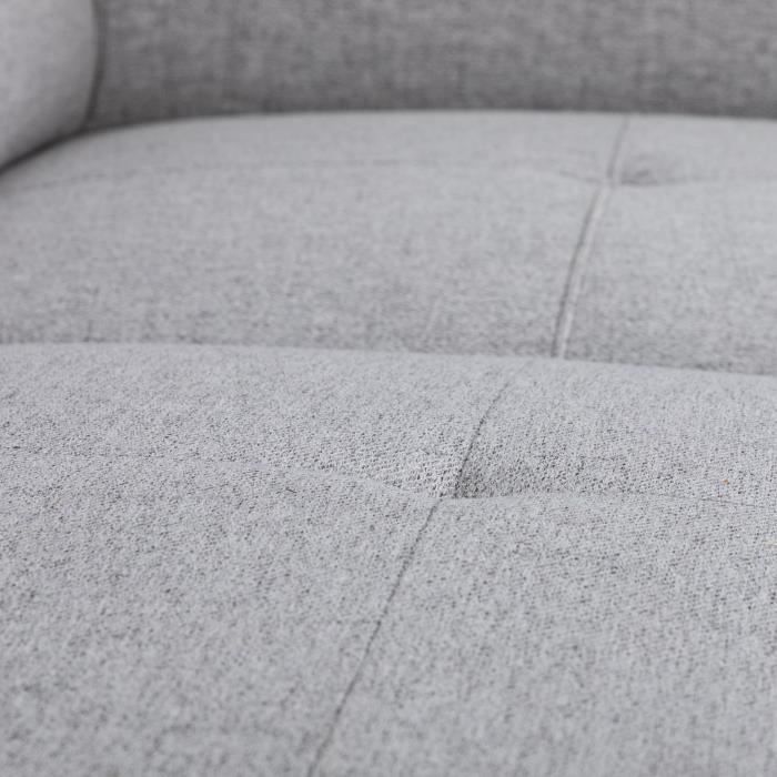 Canapé d'angle convertible réversible - 4/5 places - KELIO - Simili Anthracite / Tissu Gris - 3 tétieres - 245 x 184 x 77/87 cm