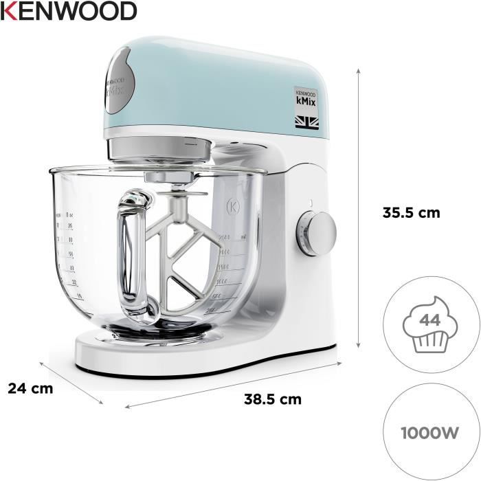 Robot pâtissier multifonction kMix KENWOOD KMX754APB - Moteur professionnel 1000W - 2 sorties pour accessoires - Bol en verre 5L