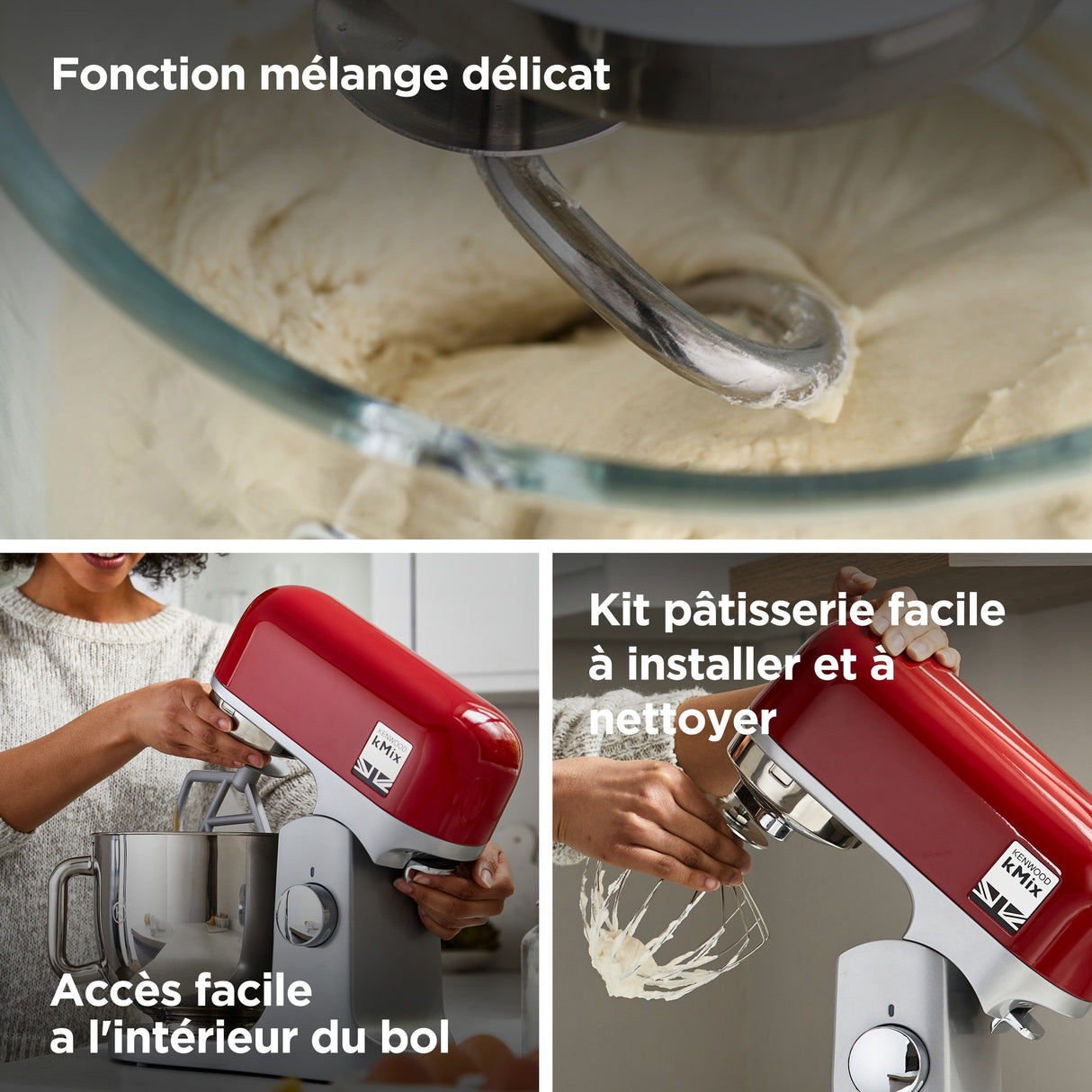 Robot pâtissier - KENWOOD kMix KMX750RD - Corps métal - Rouge - 6 vitesses - 1000 W - Bol inox 5 L