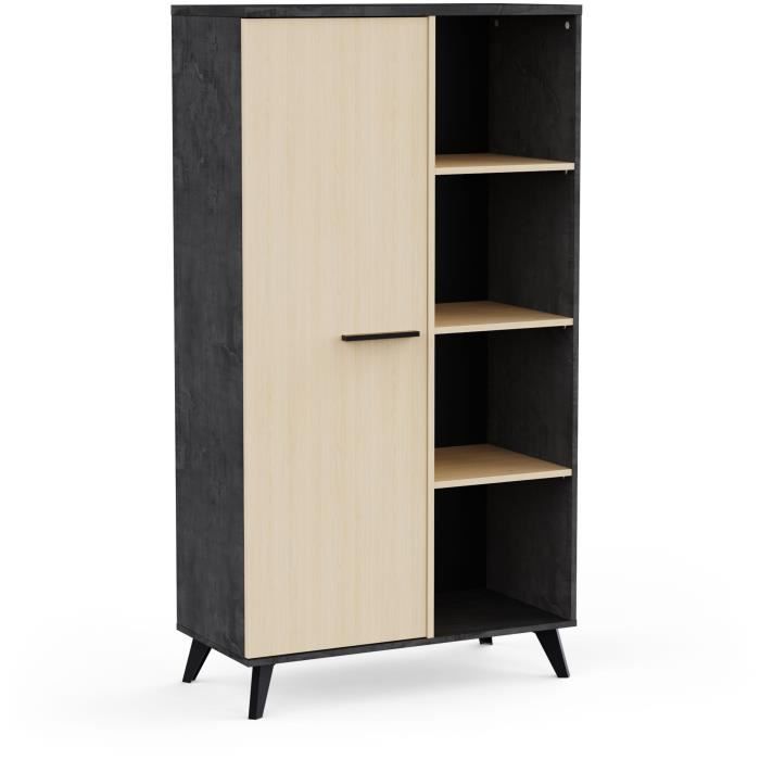 Ensemble salon - Banc TV, Table basse, Buffet haut - KENT - Chene de fil / Sidewalk - DEMEYERE