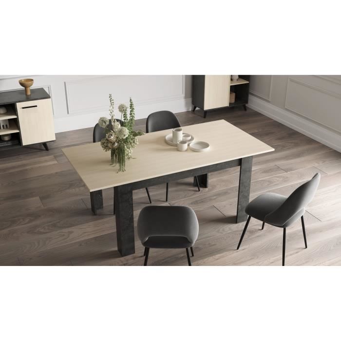 Table a manger fixe - KENT - Chene de fil / Sidewalk - Rectangulaire - 4 / 6 personnes - 140 x 90 x 77 cm - DEMEYERE