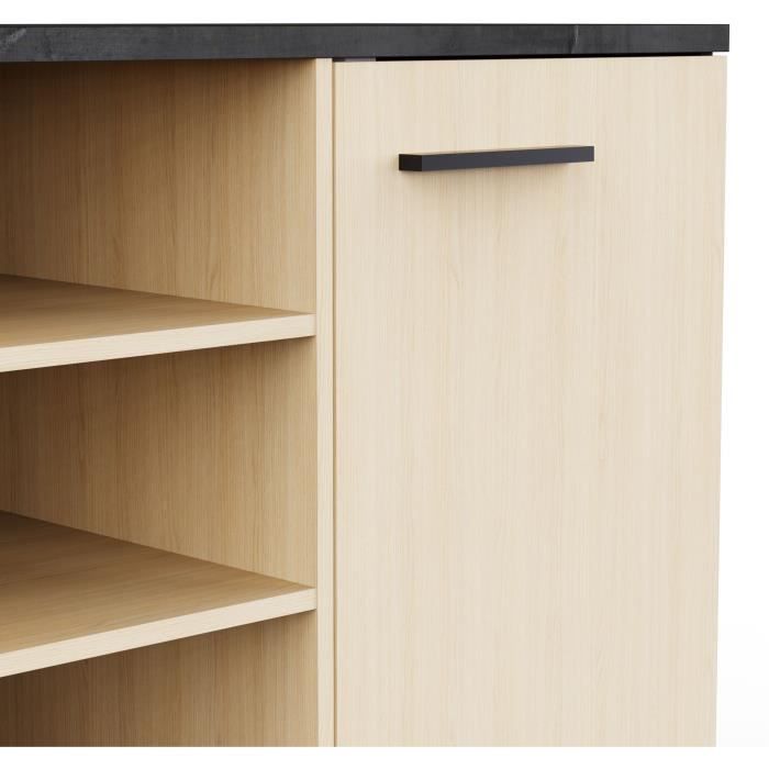 Enfilade Buffet - KENT - Chene de fil / Sidewalk - 3 portes ouvrantes - 3 niches - L 160,7x l 43,9x H73,3 cm - DEMEYERE