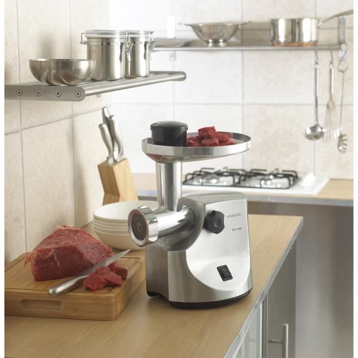 Hachoir a viande - KENWOOD MG510 - Puissance 450W - Corps et vis en métal - 3 grilles en acier