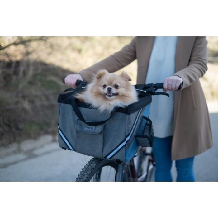 Sac a vélo pour chien et chat - KERBL - Vacation - Gris/bleu - 38x29x25 cm - Tissu robuste