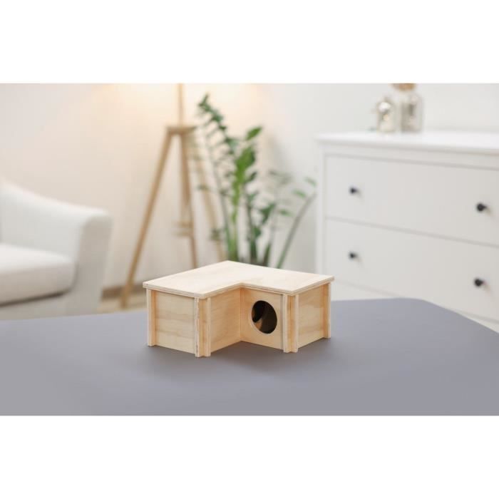 Abri pour petits rongeurs - Kerbl - Modele 3 chambres - Beige - Toit amovible - Montage simple - KERBL