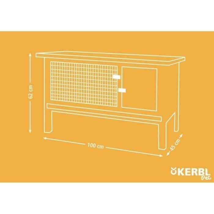 Clapier d'extérieur - KERBL - FRED - 100x45x62 cm - Bois - Abri sécurisé pour rongeurs