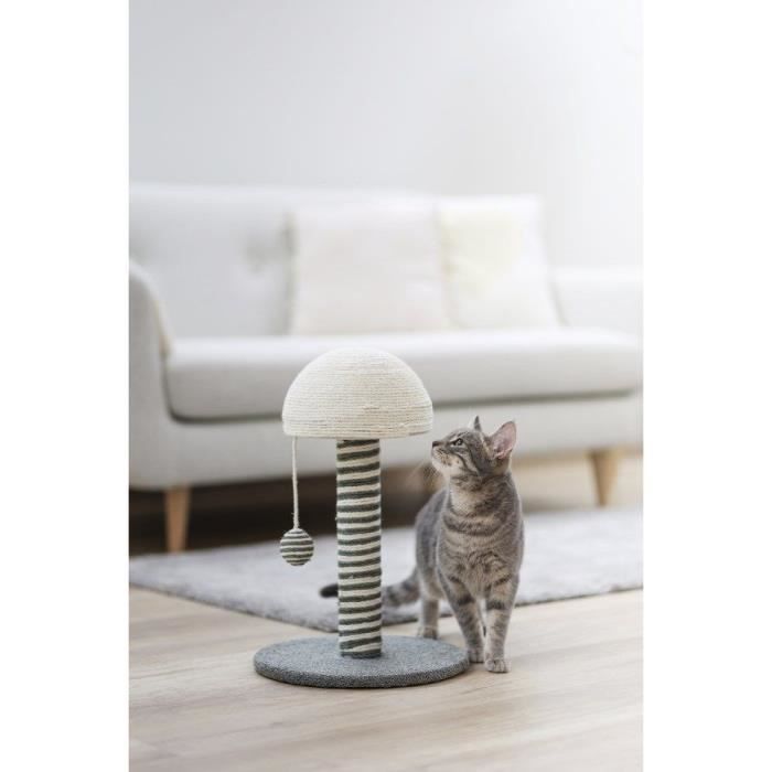 KERBL - Poteau griffoir pour chat - Tronc 42 cm - FUNGHI - Gris/blanc - Sisal - Base : ř 30 cm