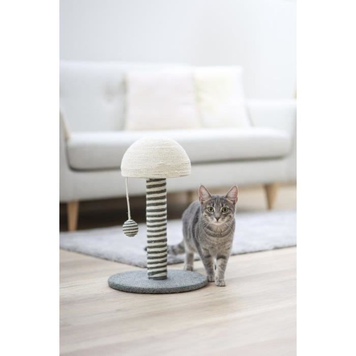 KERBL - Poteau griffoir pour chat - Tronc 42 cm - FUNGHI - Gris/blanc - Sisal - Base : ř 30 cm