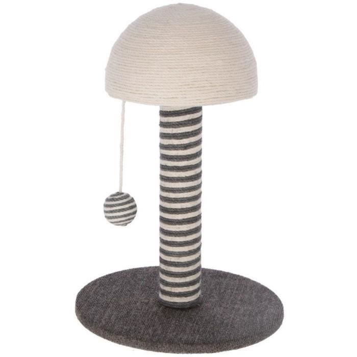 KERBL - Poteau griffoir pour chat - Tronc 42 cm - FUNGHI - Gris/blanc - Sisal - Base : ř 30 cm