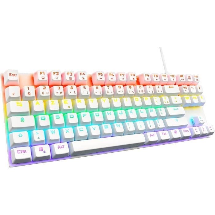 Clavier Gamer - The G-Lab - KEYZ MERCURY TKL - MÈcanique (Switch Rouge) - Rainbow - Blanc