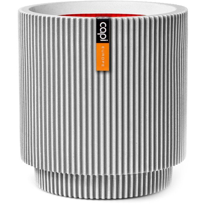 Vase cylindre - CAPI EUROPE - Groove NL - 36 x 38 cm - Ivoire
