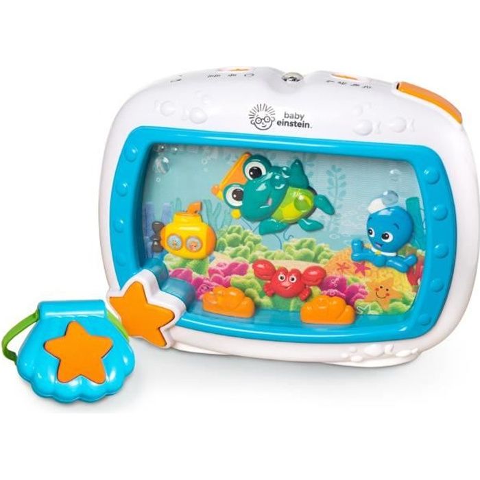 BABY EINSTEIN Veilleuse bébé - Reves marins - Réglage 25 min lumiere, son, Cadeau Noel bébé, attache lit, télécommande