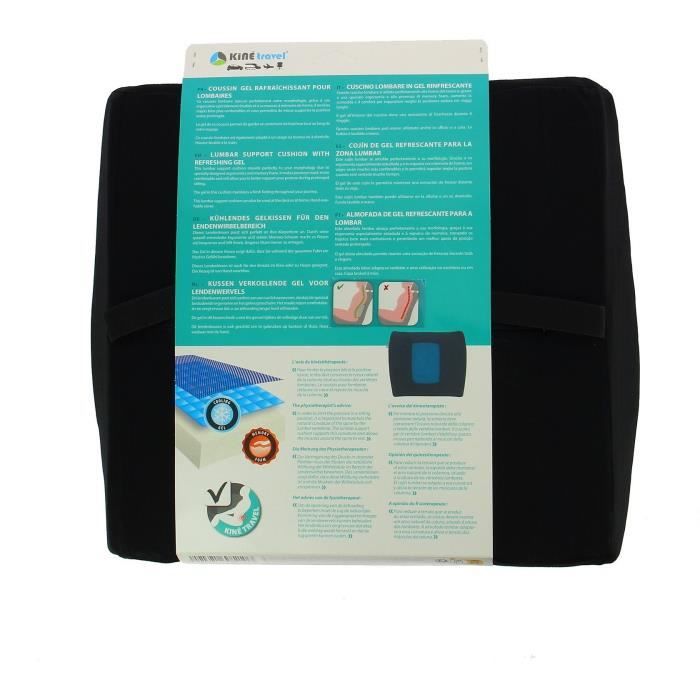 Coussin lombaire + Gel - KINE TRAVEL - 169821 - Noir et bleu