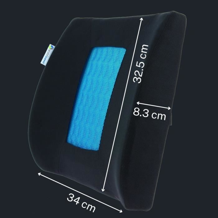 Coussin lombaire + Gel - KINE TRAVEL - 169821 - Noir et bleu