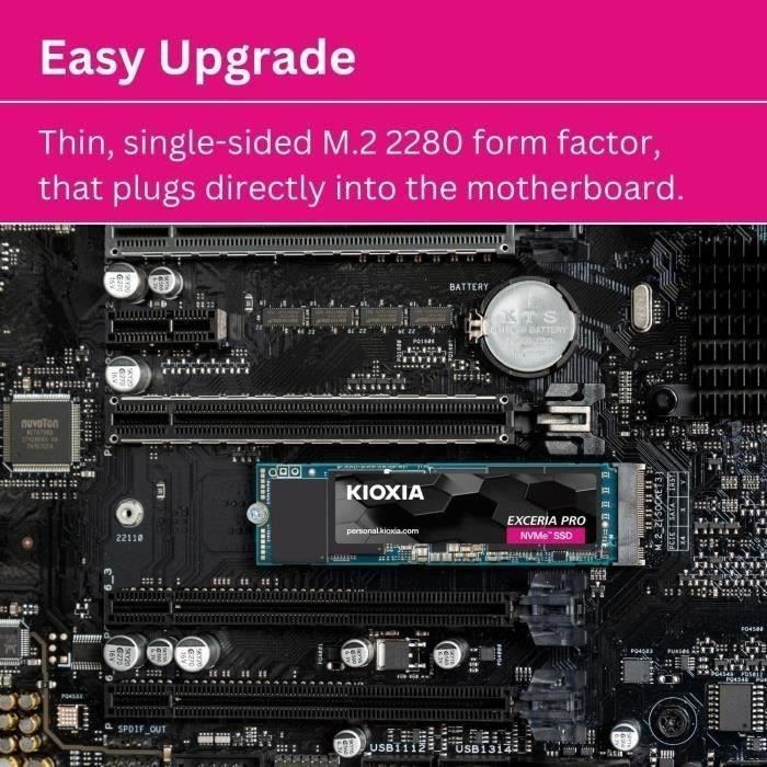 SSD - KIOXIA - EXCERIA PRO - 1 To, M.2, 7300 Mo/s lecture, 6400 Mo/s écriture, pour ordinateur portable