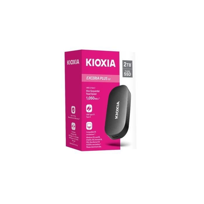 Disque dur SSD externe - Kioxia - EXCERIA Plus G2 Portable SSD - 500 G - USB 3.2 Gen 2 / USB 3.2 Gen 1 / USB 2.0
