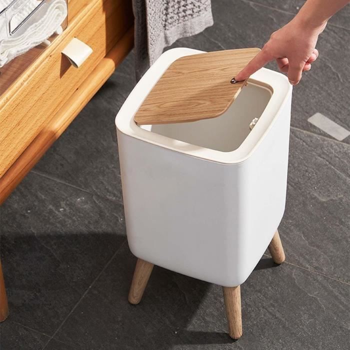 Poubelle sur pied de salle de bain push - MALMO SQUARE - KITCHEN MOVE - 10L - Bois design