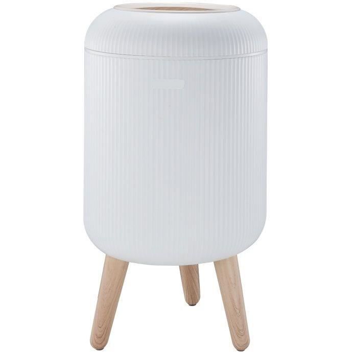 Poubelle sur Pied - LIMO - 9 L - Blanc & Bois Design - Kitchen Move