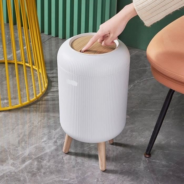 Poubelle sur Pied - LIMO - 9 L - Blanc & Bois Design - Kitchen Move