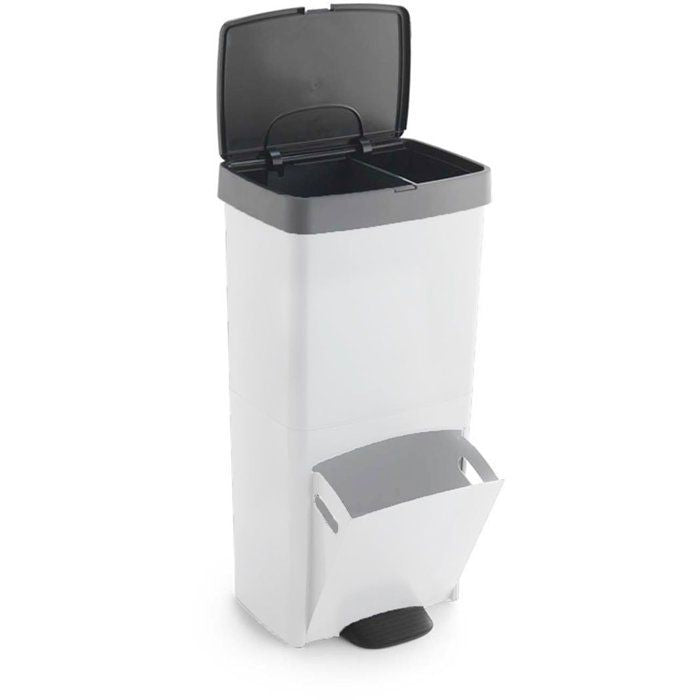 Poubelle de cuisine tri sélectif 70L - PICEA - Double compartiment vertical - Blanc - KITCHEN MOVE