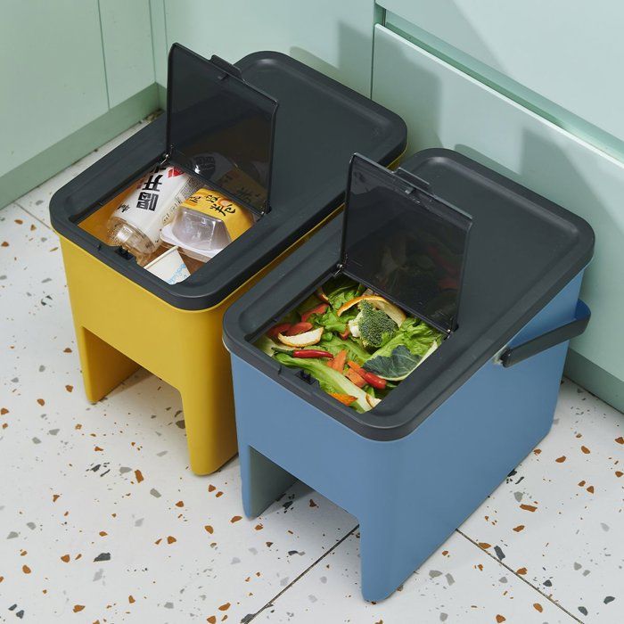 Lot de 3 Poubelles de Tri Empilables en Plastique BERGEN - 20L - Coloris Jaune, Vert & Bleu - KITCHEN MOVE
