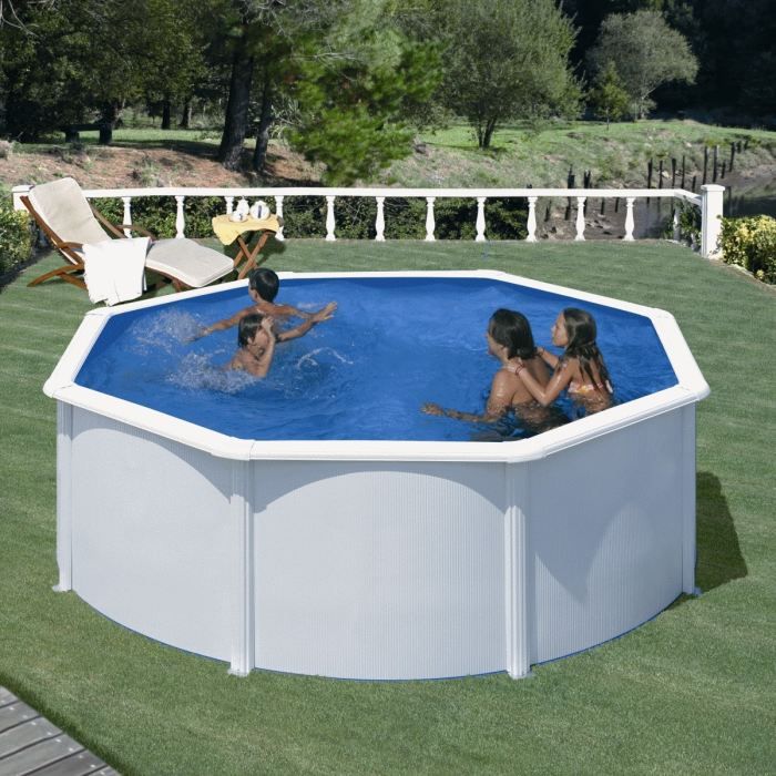 GRE - Kit Piscine hors sol acier ronde blanche Ø300 x 122 cm (Livrée avec filtre a sable et échelle)