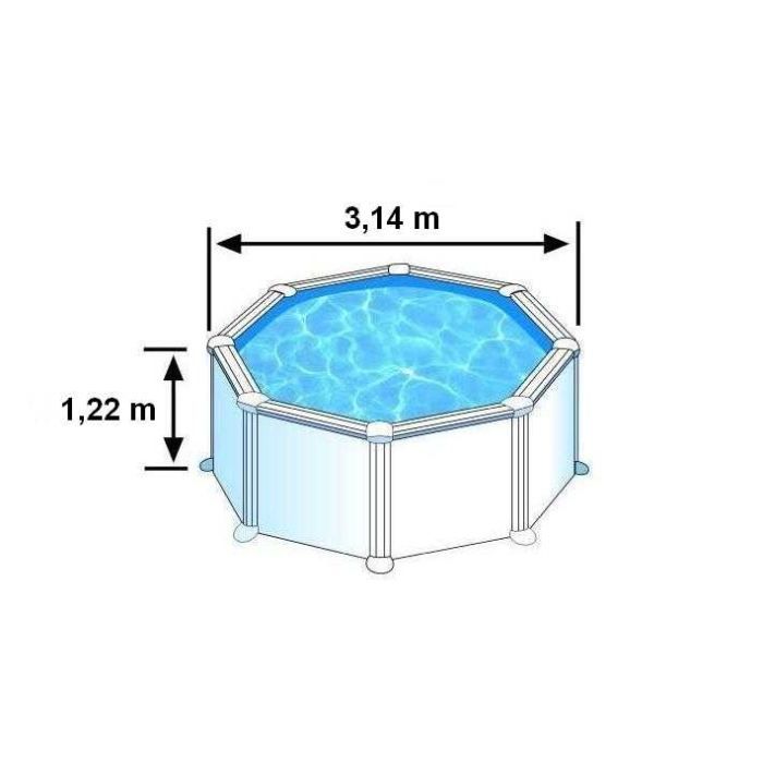 GRE - Kit Piscine hors sol acier ronde blanche Ø300 x 122 cm (Livrée avec filtre a sable et échelle)