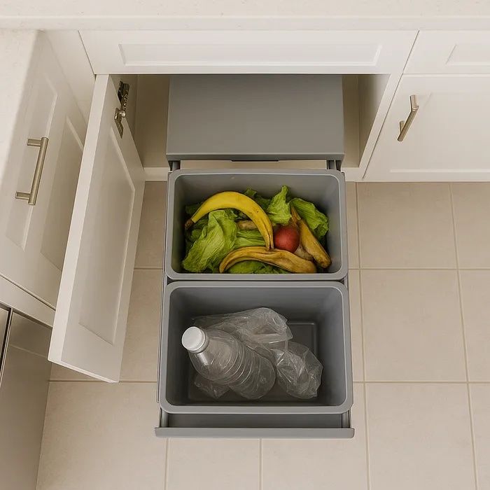 Poubelle de cuisine encastrable coulissante 36L - HYPE – 2 compartiments avec seaux – KITCHEN MOVE