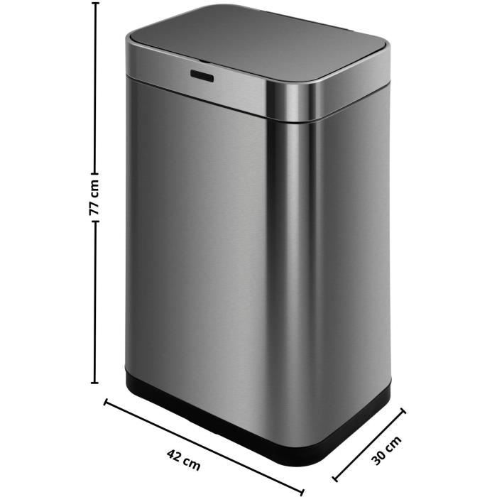 Poubelle de cuisine automatique design - UPPER - KITCHEN MOVE - 60 L - Inox avec cerclage