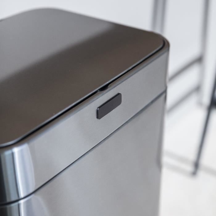 Poubelle de cuisine automatique design - UPPER - KITCHEN MOVE - 60 L - Inox avec cerclage