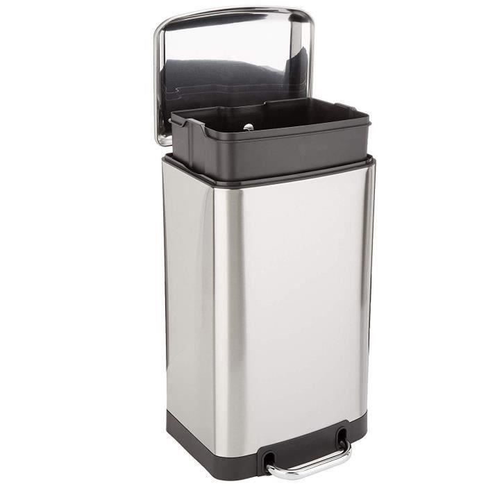 Poubelle de Cuisine a Pédale - GREENWICH - 30 L - Inox Brossé - Kitchen Move