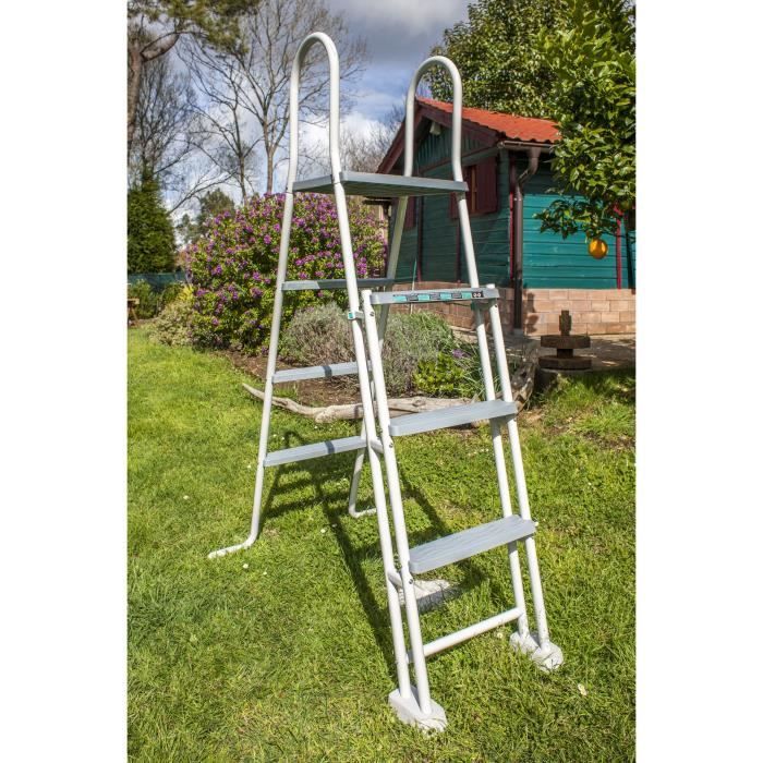 GRE - Kit Piscine hors sol acier ovale grise anthracite - 5,27m x 3,27m x H: 1,22m (LivrÈe avec filtre a sable + Èchelle)