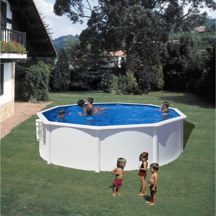 GRE - Kit Piscine hors sol acier ronde blanche - ÿ300 x H122 (LivrÈe avec filtre a cartouche + Èchelle)