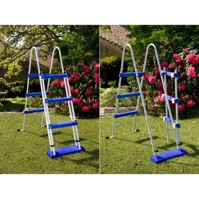 GRE - Kit Piscine hors sol acier ronde blanche ÿ480 x 122 cm (LivrÈe avec filtre a cartouche + Èchelle)