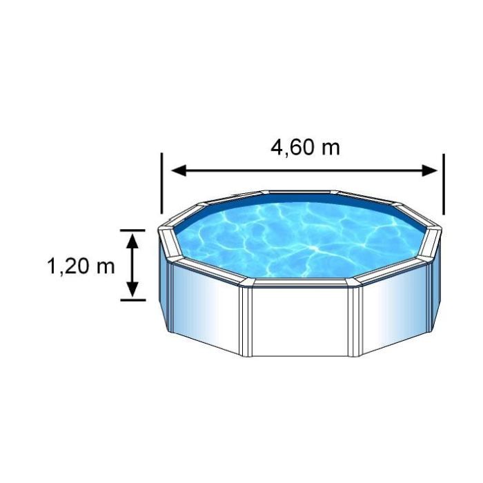 GRE - Kit Piscine hors sol acier ronde blanche ÿ480 x 122 cm (LivrÈe avec filtre a cartouche + Èchelle)