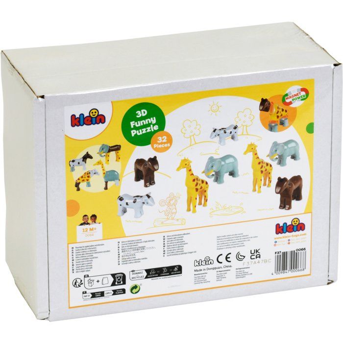 Animaux magnétiques - KLEIN - 0066 - 8 grands animaux Funny Puzzle, boîte fermée - 32 pieces - Des 12 mois