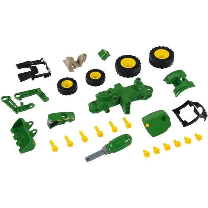 Tracteur a monter John Deere - KLEIN - 3977 - Chargeur frontal, contrepoids d'équilibrage et tournevis - Echelle 1/24e - Des 3 ans