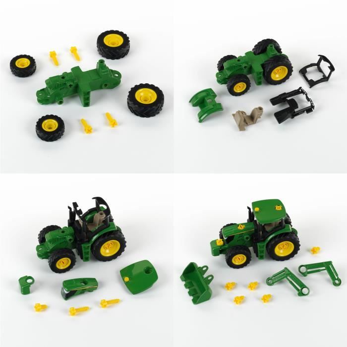 Tracteur a monter John Deere - KLEIN - 3977 - Chargeur frontal, contrepoids d'équilibrage et tournevis - Echelle 1/24e - Des 3 ans