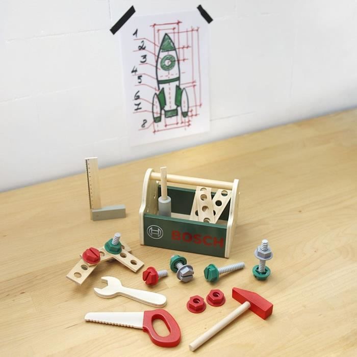 Caisse a outils Bosch - KLEIN - 8161 - En bois FSC avec accessoires - Des 3 ans