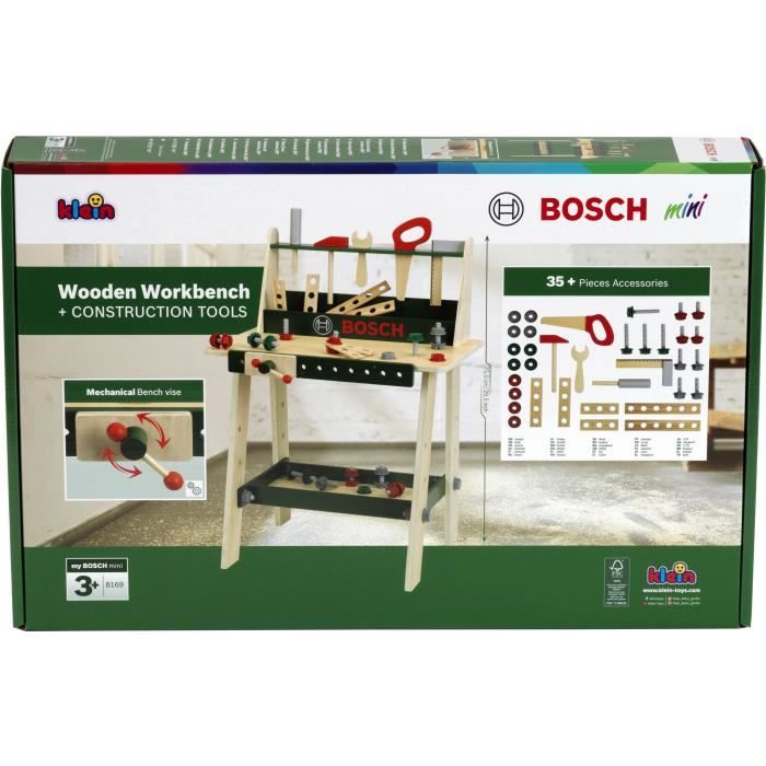 Etabli Bosch - KLEIN - 8169 - En bois FSC avec accessoires - Des 3 ans
