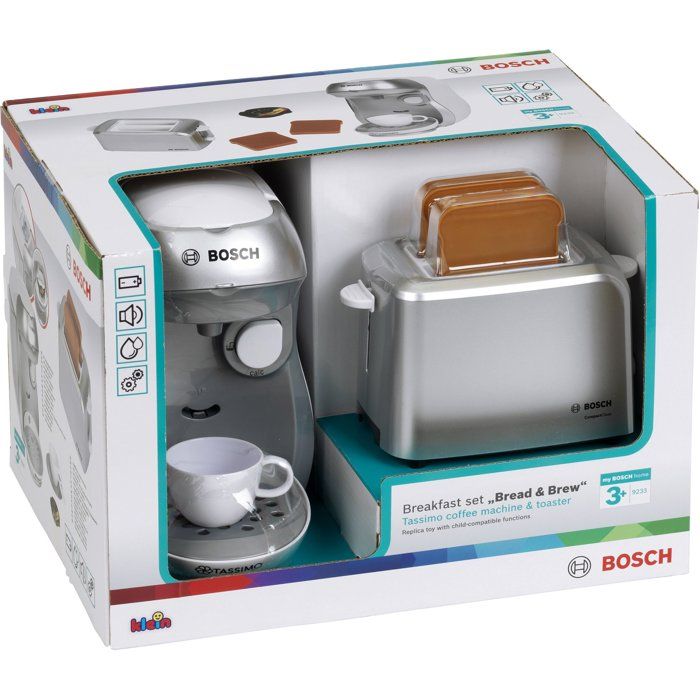 Set petit-déjeuner Bosch - KLEIN - 9233 - Machine a café, grille-pain et accessoires - Jouet d'imitation - Des 3 ans